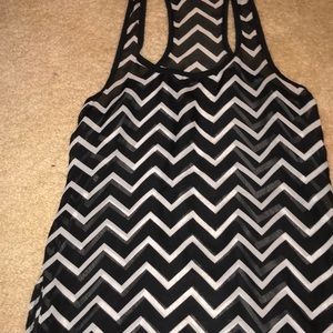 Sleeveless Black and White Shirt